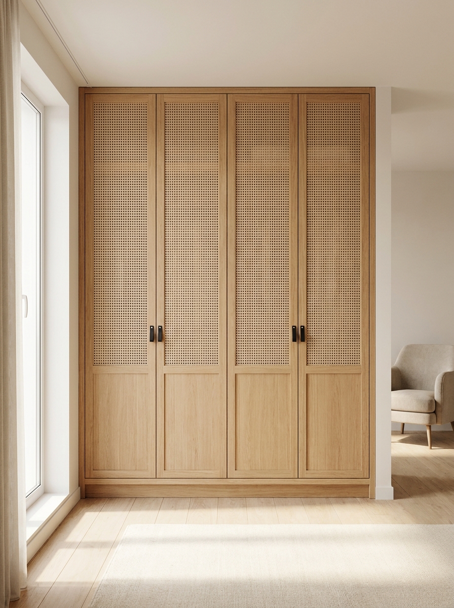 Caned Oak Wardrobe