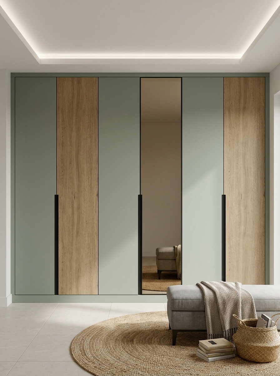 Sage Oak Mirror Wardrobe